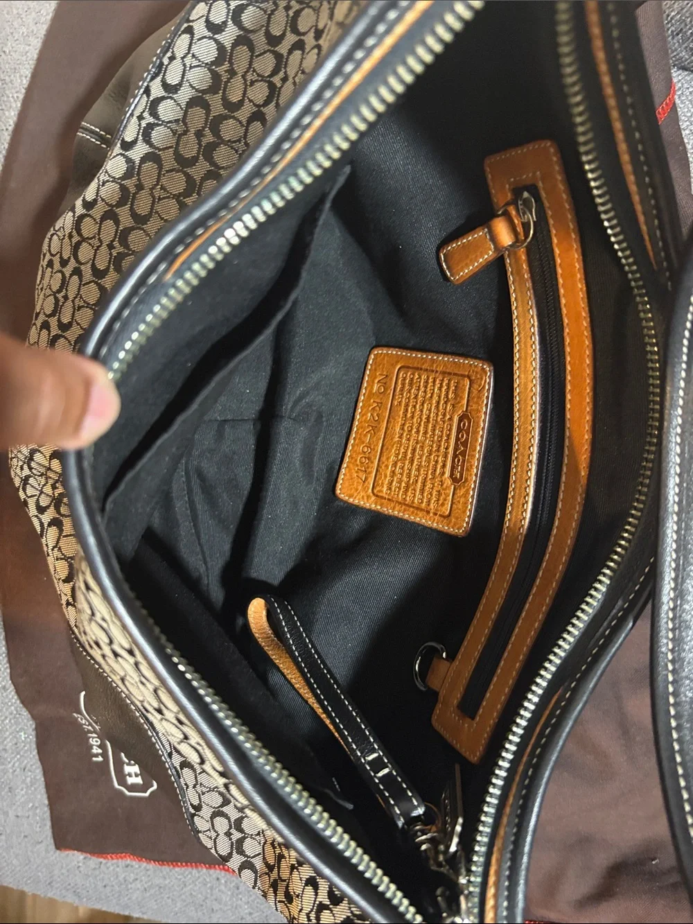 Coach Black and Gray Signature Canvas Hobo Bag